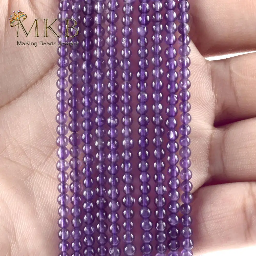 Круглые бусины из аметиста фиолетового кристалла 3 мм свободные натурального