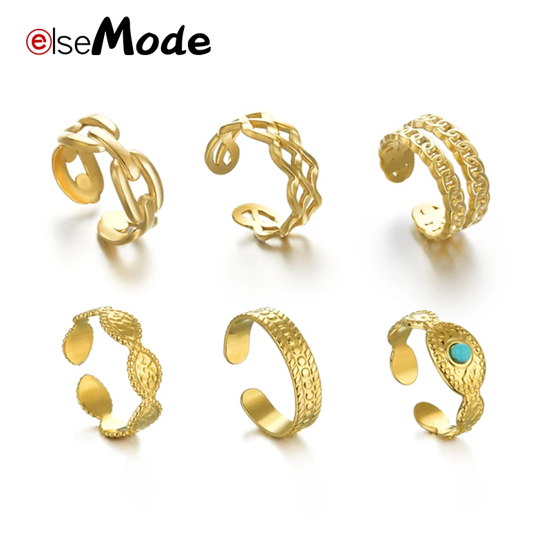 ELSEMODE Роскошные бирюзовые женские массивные кольца с зеленым камнем золотого