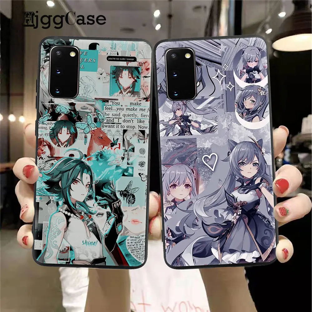 

Genshin Impact Anime Silicone Case Coque For Samsung S21 S9 S10 S20 Plus FE Note 10 20 Ultra Lite black Soft Phone Shell Cover