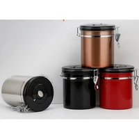 stainless steel sealed tank kitchen storage box coffee bean tea storage container dried fruit airtight cans with exhaust valve