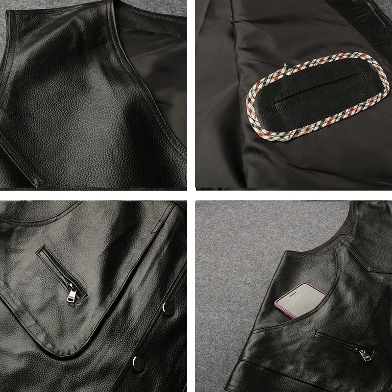 2021 Men's First Layer Cowhide Vest Spring and Autumn Outdoor Leisure Handsome | Мужская одежда