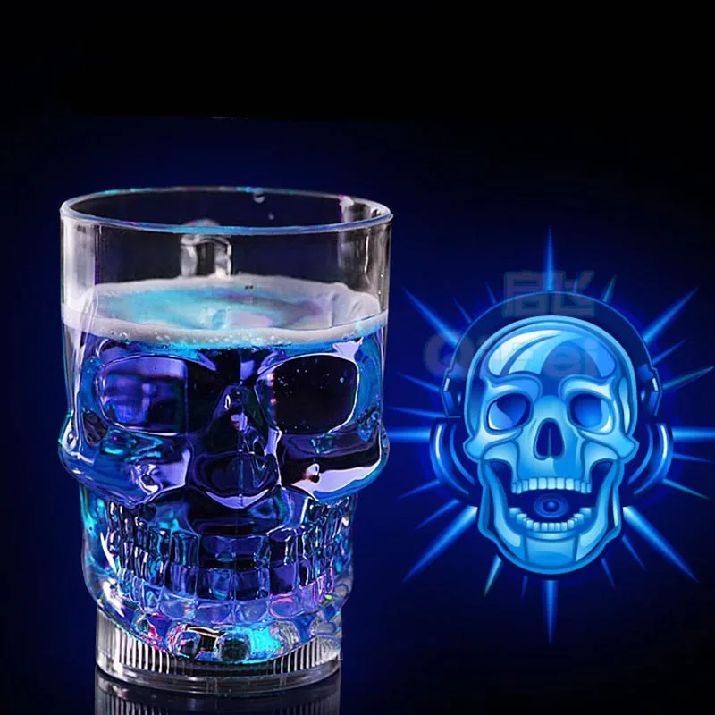 

Acrylic Luminous Cup Water Pouring Induction Shining Glass Color Changing Glass Plastic Party Bar Skull Beer Mug