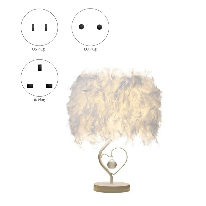 

Feather Table Lamp, Bedside Lamps for Lounge Bedroom, Home Decoration, White Feather Lampshade Cloud Lamp