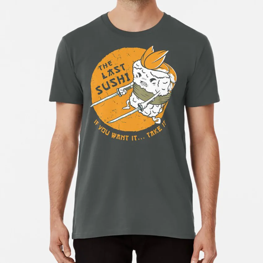 Последний суши футболка Самурай еда Япония Катана красный| |