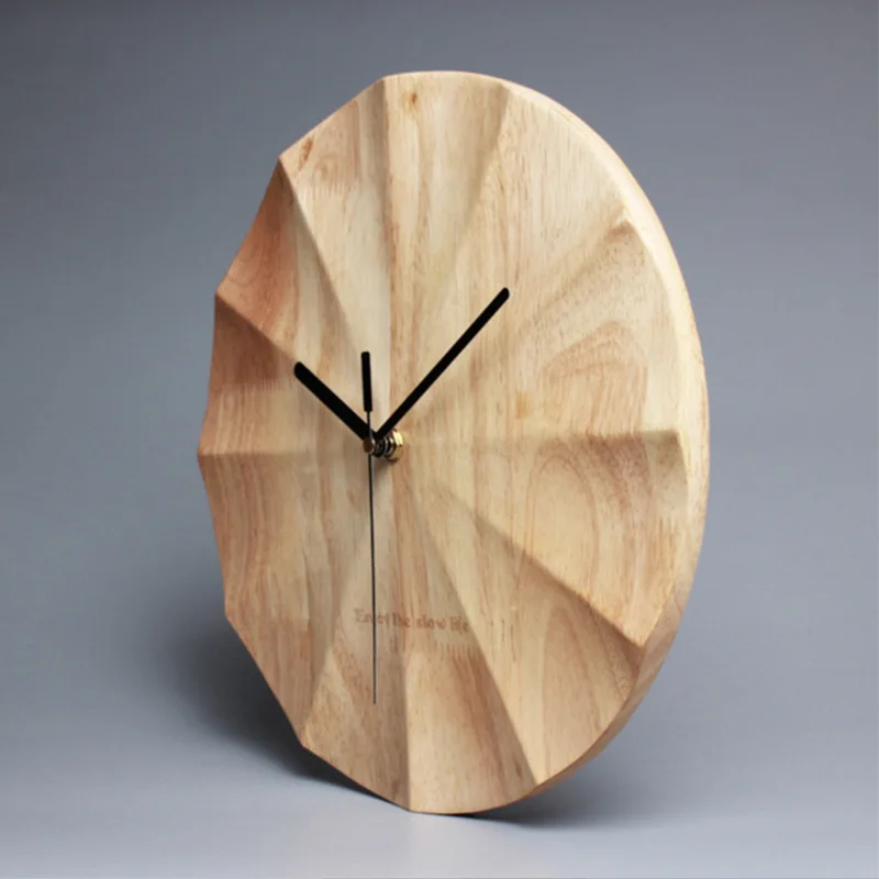 

Minimalism Brief 12inch Solid Wood Wall Clock Nordic Mute Silent Bedroom Art Wooden Clocks Living Room Decor Geometric