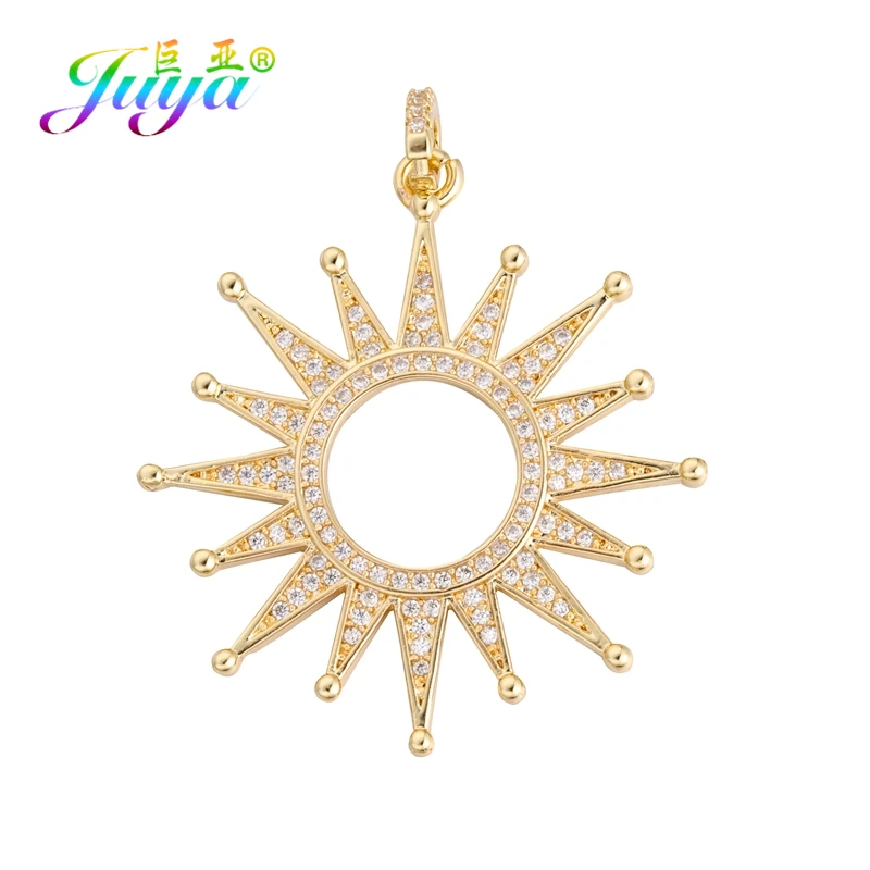 Juya DIY микро проложить Циркон роскошный золотой солнце звезда Подвеска Подвески