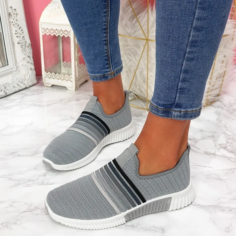

Women Sneakers 2020 Summer Fashion Rainbow Stripes Sports Shoes Soft Mesh Breathable Sock Sneakers Women Vulcanized Shoes
