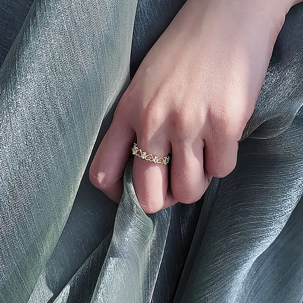 

Korea Style New Hollow Heart-shaped Rings for Women Opening Exquisite Fashion Ring Simple Index Finger Ring Banquet Jewelry
