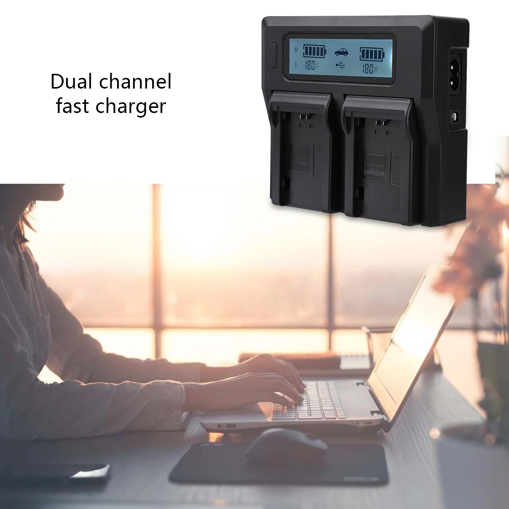 

LCD Display Dual Slot Camera Battery Charger for NP-FZ100 Battery with 2 NP-FZ100 Rechargeable Battery