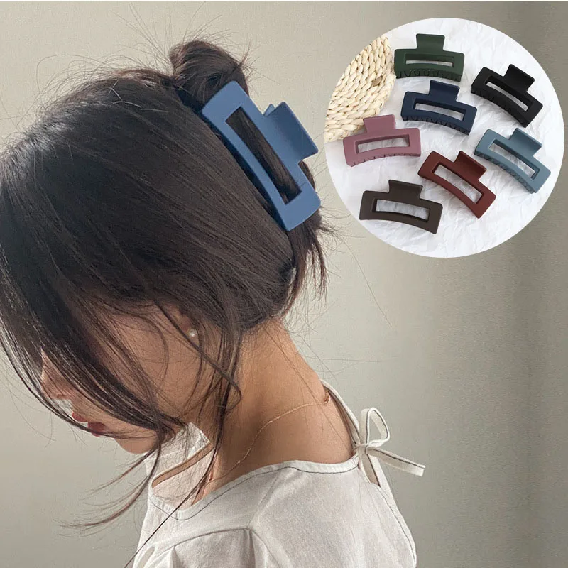 

Elegant Square Matte Big Hair Claw Girls Simple Hollow Solid Color Ladies Hair Clip Korean Style Hairpins Headwear For Women