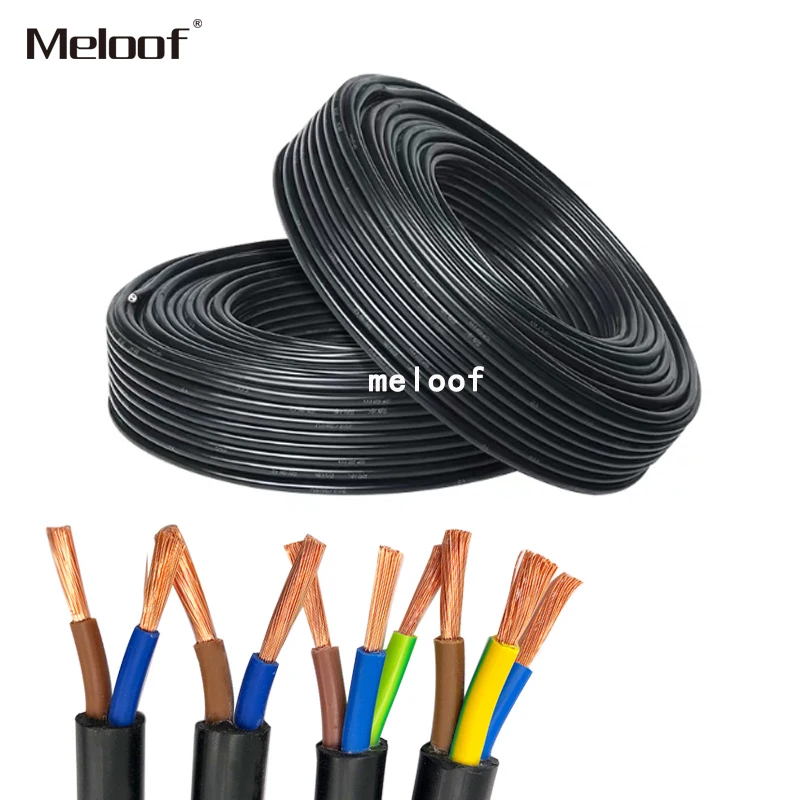 Электрический кабель 10 м 17 AWG 1MM2 RVV 2/3 медный провод проводник черный 18 0 75 mm2 20 0.5MM2