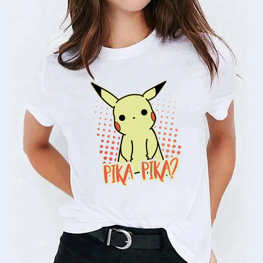 Новинка футболка Pikachu женские топы милая забавная красивая с круглым вырезом