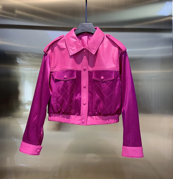 

2020 spring autumn high quality women's leather jackets Chic sheepskin genuine leather short coat B358