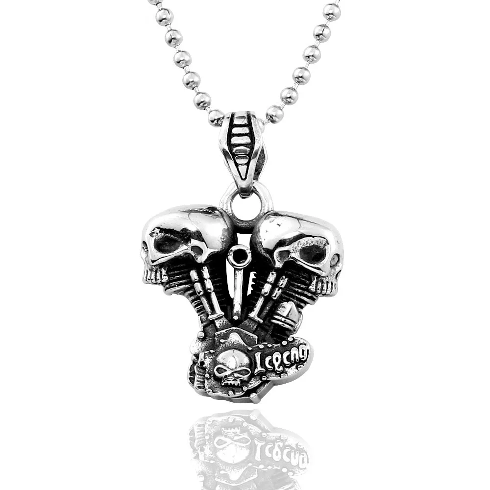 

Punk Titanium Steel Skull Engine Warrior Gothic Pendant Man Necklace Stainless Steel Chain Rock Hip Hop Necklace Jewelry Gift