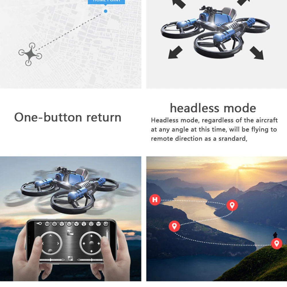 Радиоуправляемый квадрокоптер 2 в 1 Wi Fi FPV HD камера режим удержания высоты