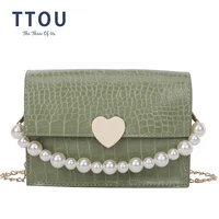 crocodile pattern crossbody bag for women 2021 small shoulder bag ladies luxury designer purses and handbags pearl messenger bag