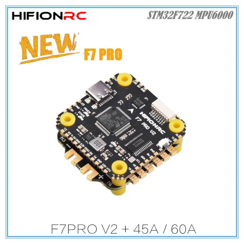 Оригинальный HIFIONRC контроллер de vuelo F7 V2 Pro F722 Blheli 32 32bit CES 60A/45A башня пила para с видом