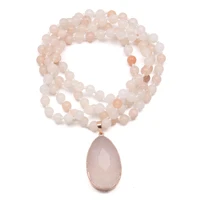 2020 new bohemian tribal jewelry natural semi precious stones drop pendant stone long necklace for women