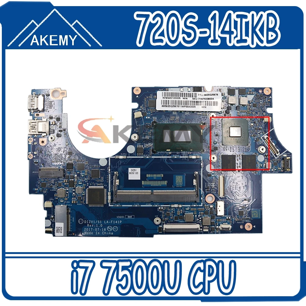 

LA-E581P motherboard for Lenovo ideapad 720S-14IKB notebook motherboard CPU i7 7500U DDR4 GTX940M GPU 2G 100% test work