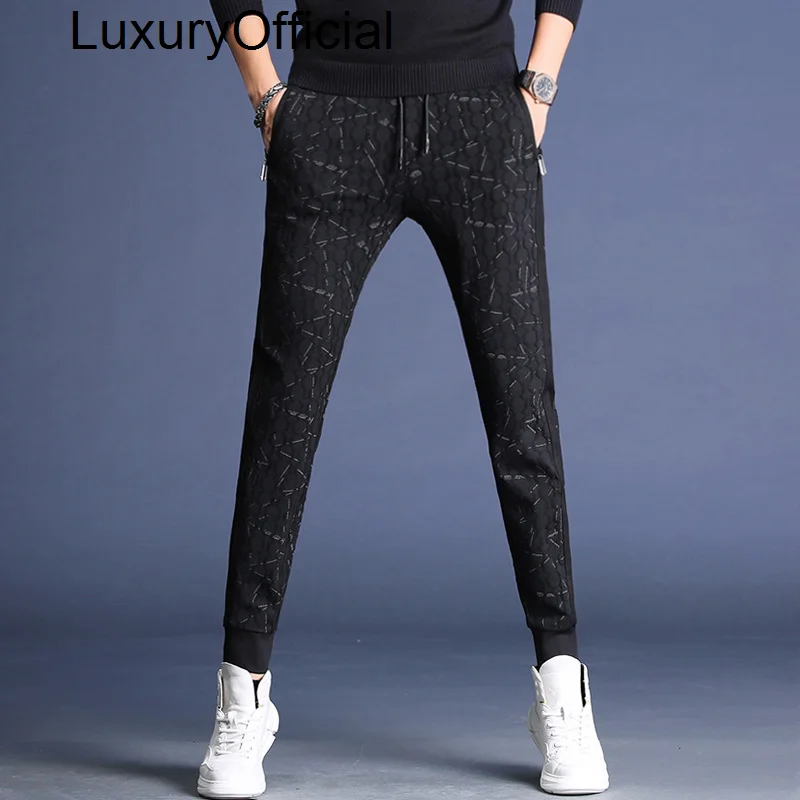 

Autumn casual pants fashion striped Leggings slim fit small foot jacquard high-end pants fashion brand