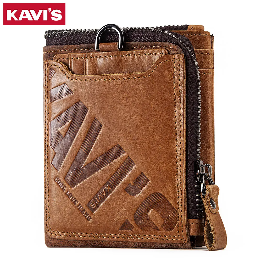 Кошелек KAVIS из 100% натуральной кожи Crazy Horse мужской кошелек портмоне для мужчин с