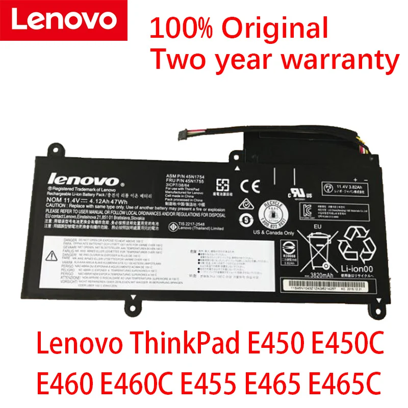 

Оригинальный аккумулятор для ноутбука Lenovo ThinkPad E455 E450 E450C E460 E460C E465 E470 45N1756 45N1757 45N1754 45N1755 3820 мАч