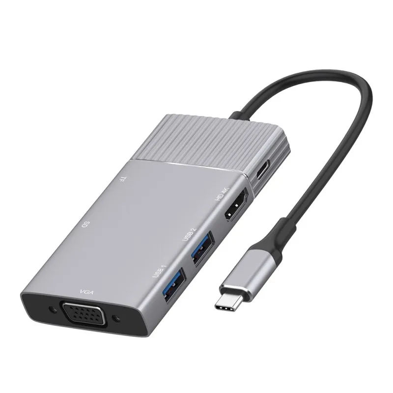 Type-C To HDMI + VGA 2 Port Usb3.0 SD / TF Card PD Multiport Adapter Converter Charge For Laptop/Phone |