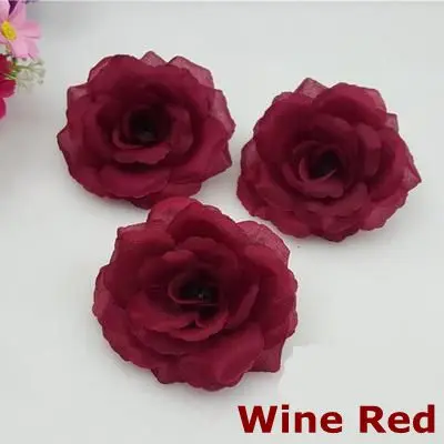 10 шт. винно-красный Бургунди Искусственные цветы розы головы отличный подарок на