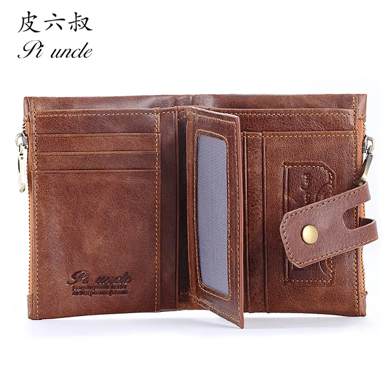 

Man Coin Purse Genuine Leather Wallet for Men Business Credit Card Holder Vertical Zipper Anti Theft RFID Wallet Male
