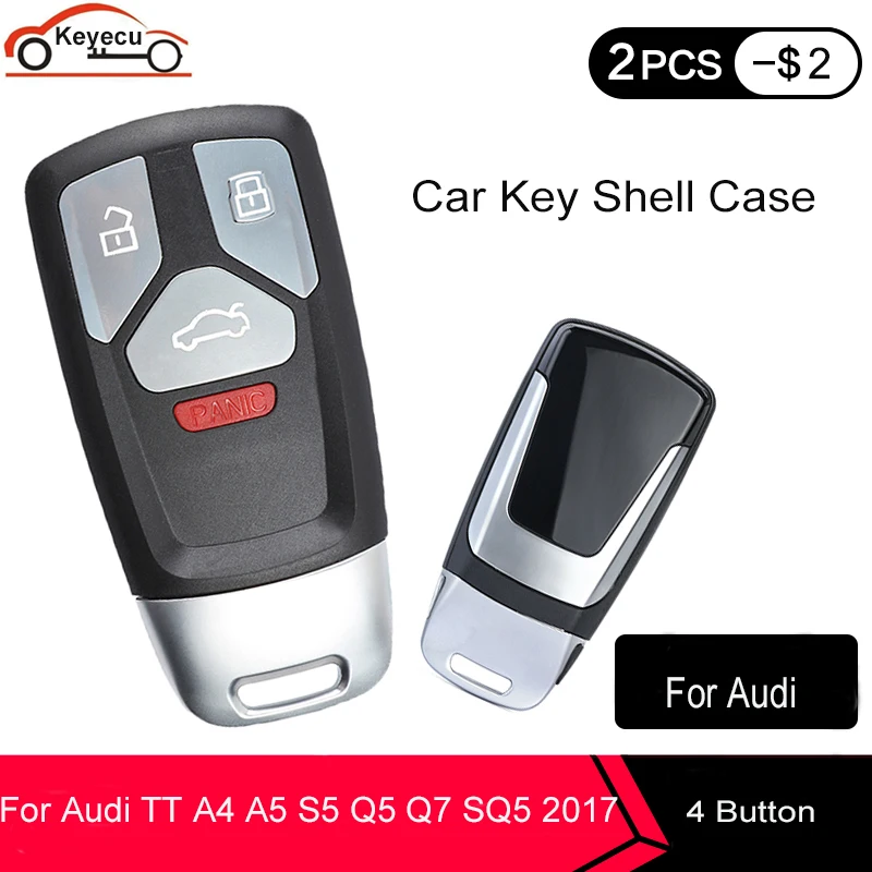 KEYECU 3 + 1 4 кнопки смарт-карты дистанционного ключа автомобиля оболочки Fob для Audi TT A4