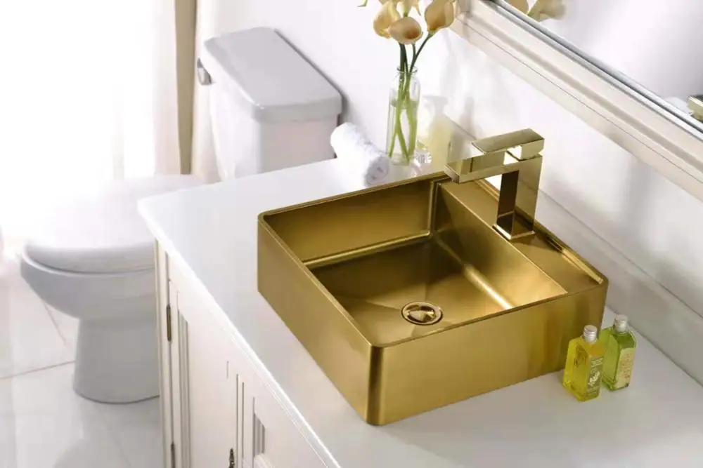Высококачественная раковина из PVD Gold нержавеющей стали 304 для ванной комнаты