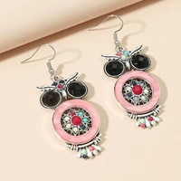2020 new gothic wind rhinestone animal owl pink blue ladies travel party leisure fast fashion jewelry earrings 1 pair