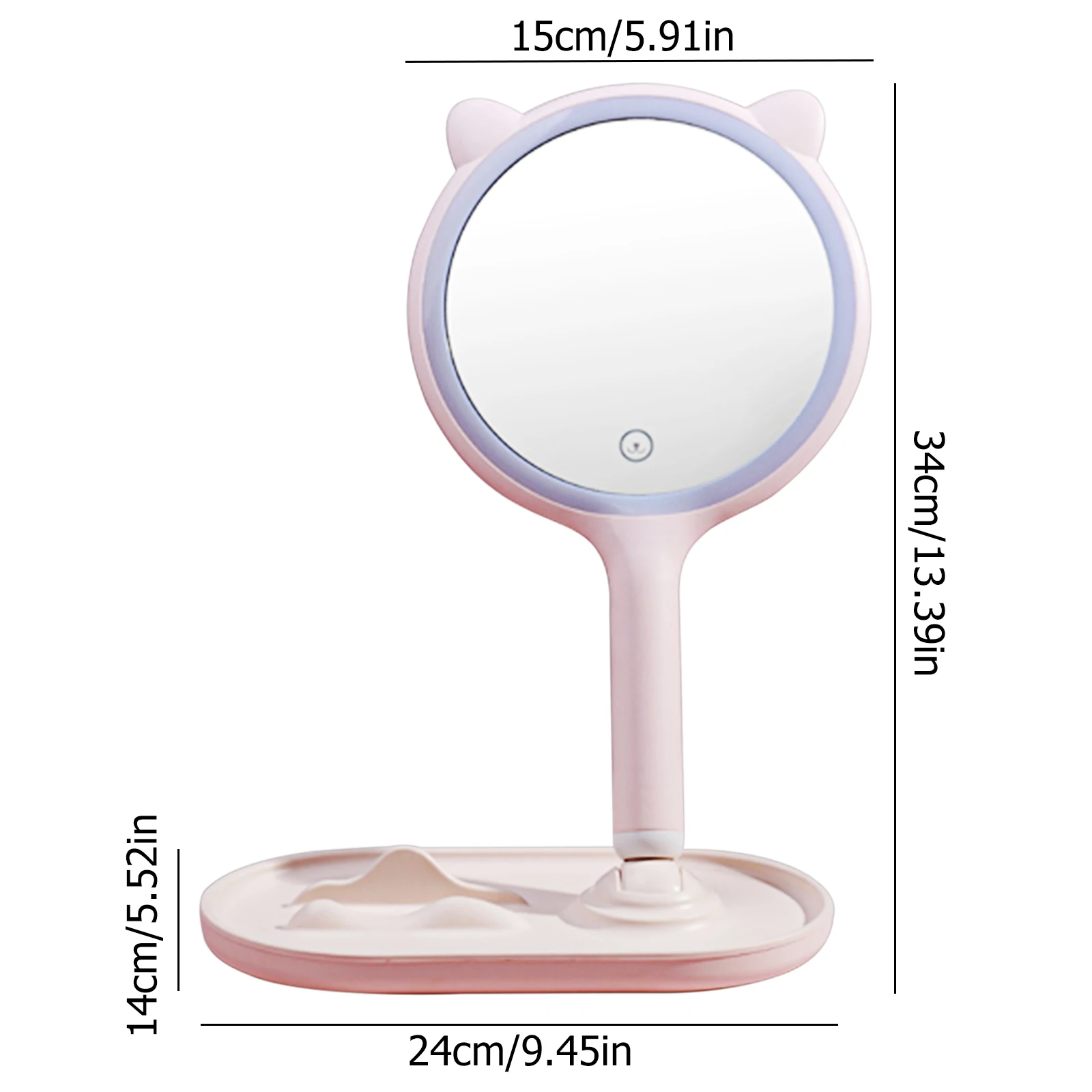 

LED Makeup Mirror Dressing Table Mirror Beauty Makeup Mirror Fill Light Face Mirror Adjustable Touch Dimming Desk Table Mirror