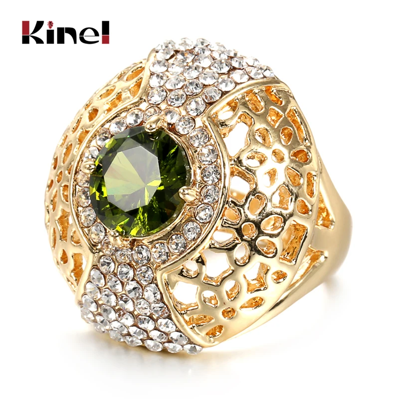 Кольцо женское с зеленым цирконом в форме цветка кристаллами винтажное 2020 |
