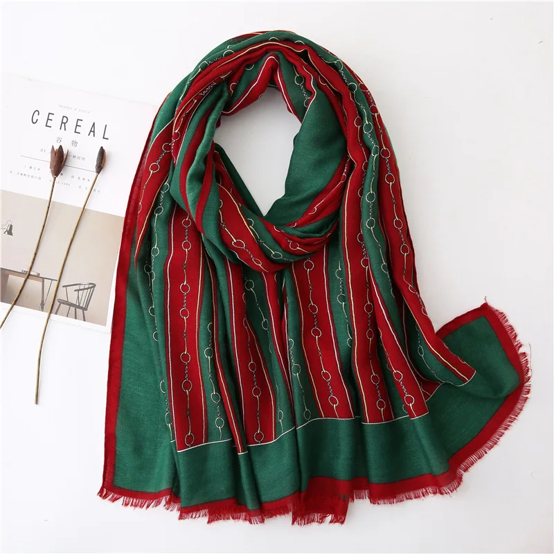 Яркий Женский шарф с узором в виде цепи цветная большая накидка теплая шаль Sarong