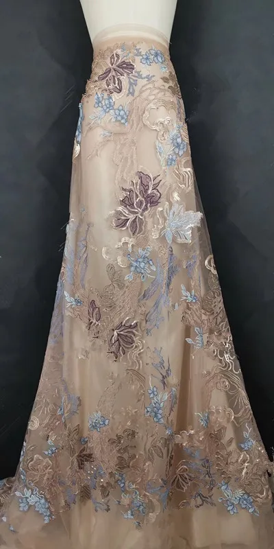 

special design african Net Tulle embroidery nigerian french lace fabric SYJ-91686 with sequins for wedding dress