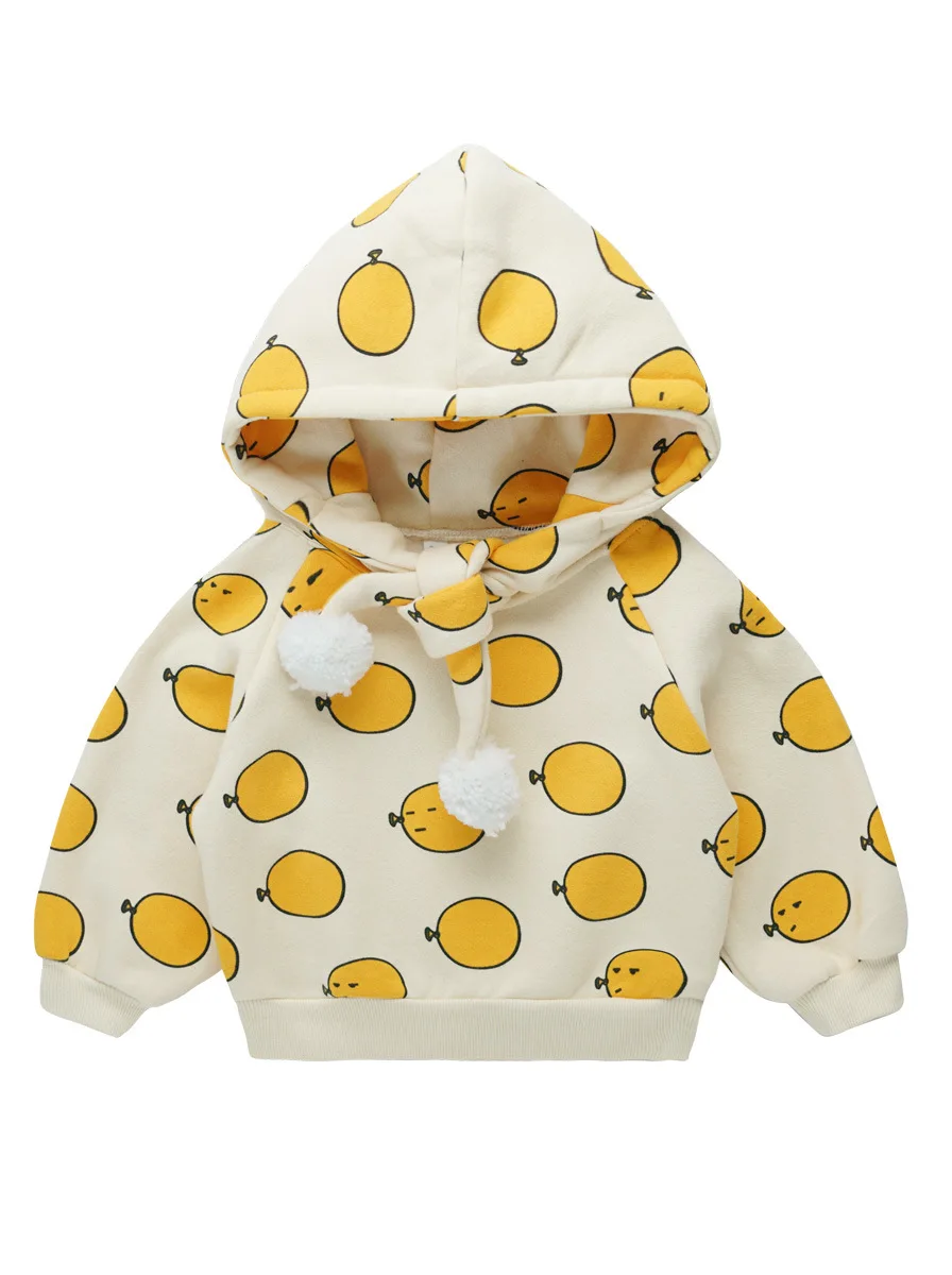 

WLG girls winter hoodies kids velvet thick cartoon printed hoodie baby girl warm casual clothes 2-7 years
