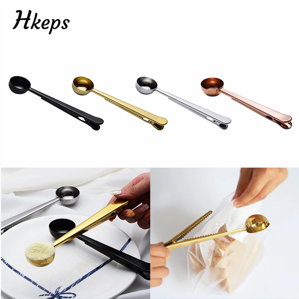 1 шт. ложка из нержавеющей стали с зажимом для пакета замельчения чая и кофе