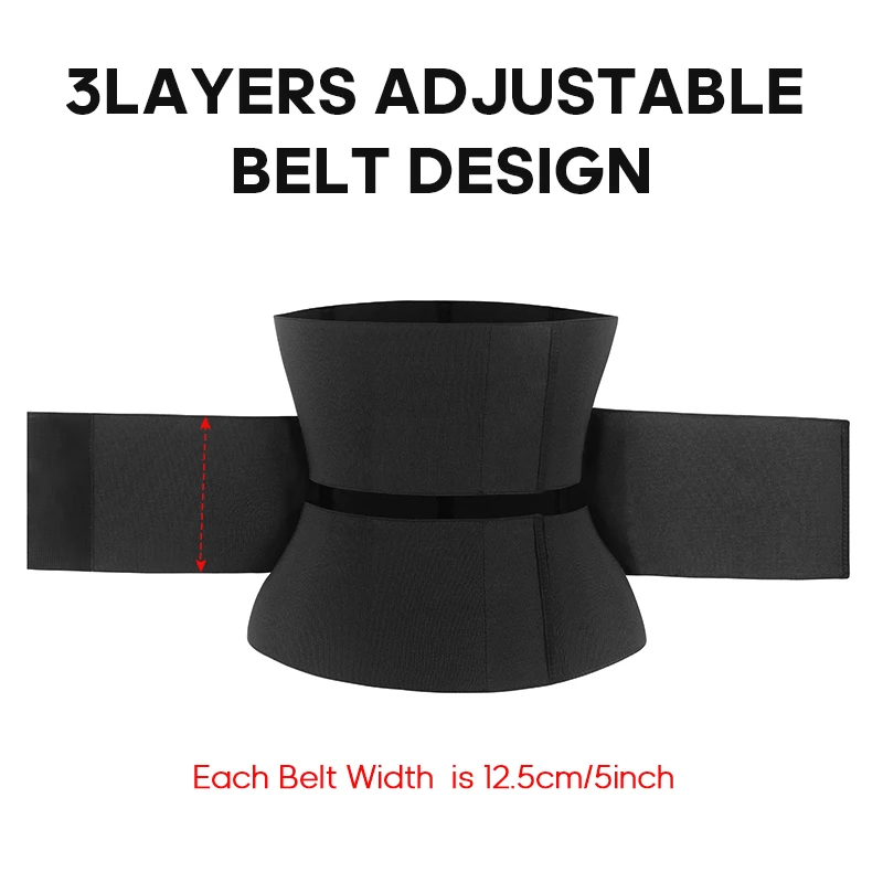 Women Waist Trainer Body Shaper Slimming Belt Velcro Tummy Control Straps 3 Layers Sweat Shapewear Workout Shaper Corsets S-3XL