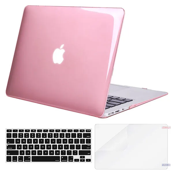 MOSISO Жесткий Чехол для ноутбука Macbook Air 13 A1466/A1369, чехол для ноутбука 2012-+ чехол для клавиатуры+ Защитная пленка для экрана - Цвет: Crystal Pink