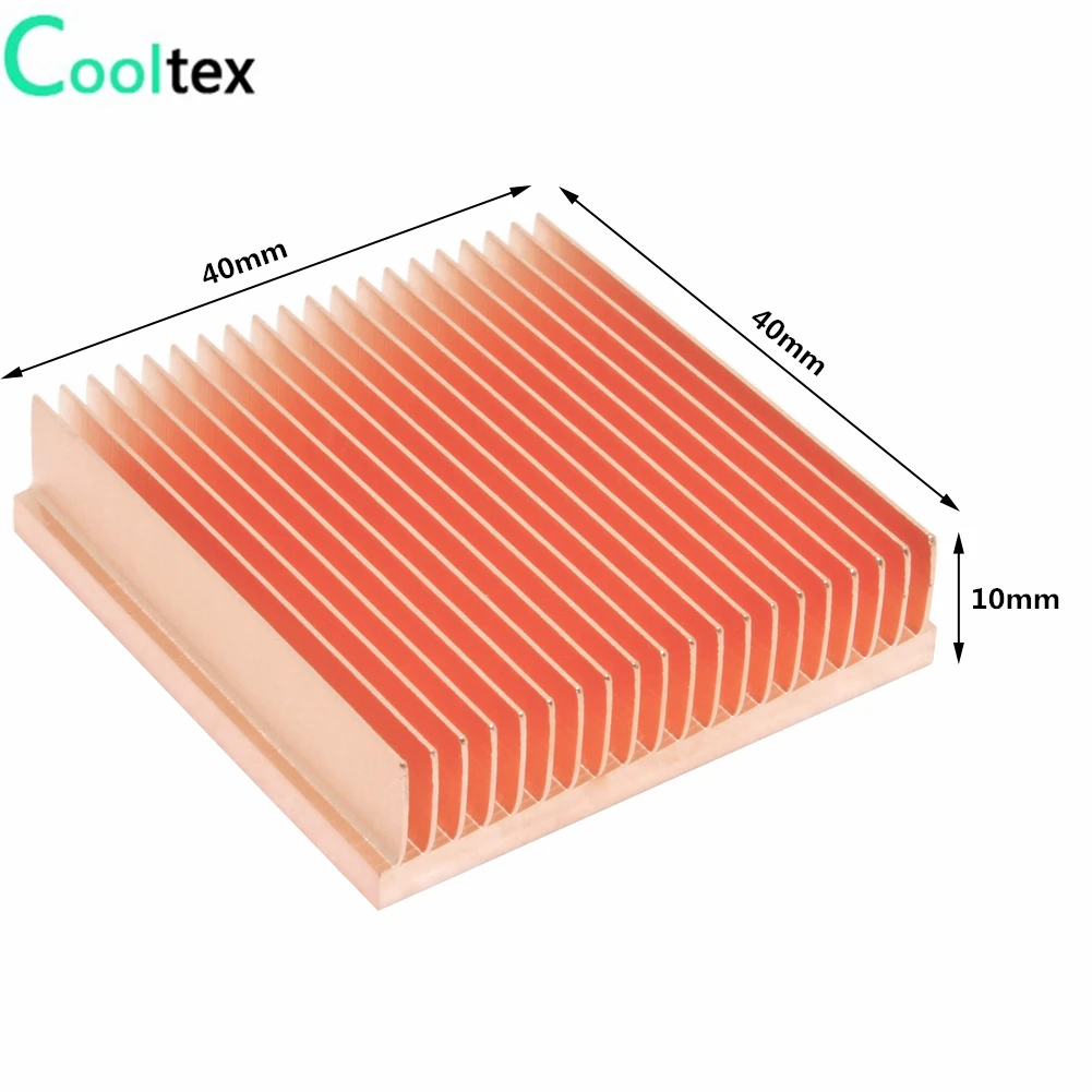 Специальное предложение) Чистый медный радиатор 40x40x10 мм Skiving Fin DIY радиатор для электронного чипа светодиодный IC охлаждающий охладитель