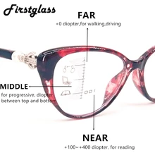 Women Cat Eye Glasses Women Retro Progressive Multifocal Reading Glasses Tr90 High Quality Near Far Sight Magnifying Presbyopia