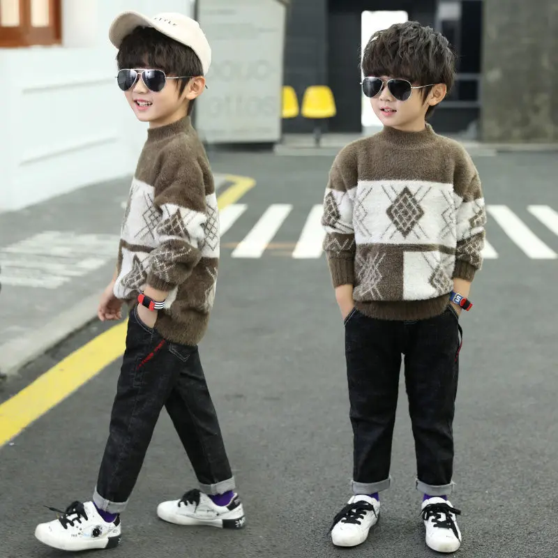 Свитер для мальчиков подростков 2020 одежда с круглым вырезом пуловер свитер