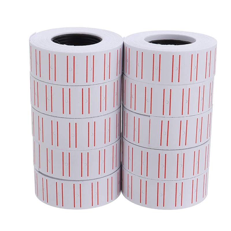 Наклейки самоклеящиеся с двумя красными линиями 21 х12 мм 10 рулонов/набор 8000 шт. |