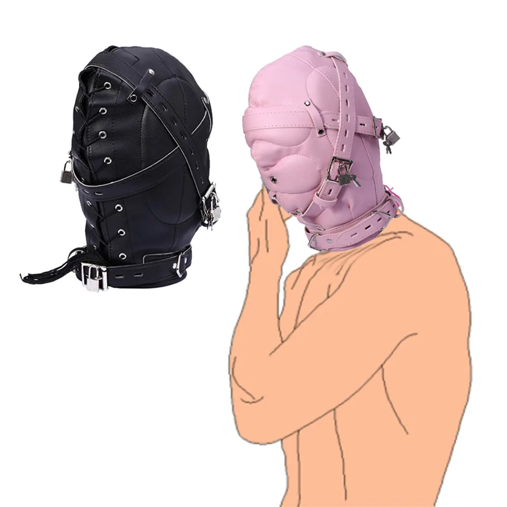 Головной убор из искусственной кожи БДСМ полная лицевая повязка на глаза маска