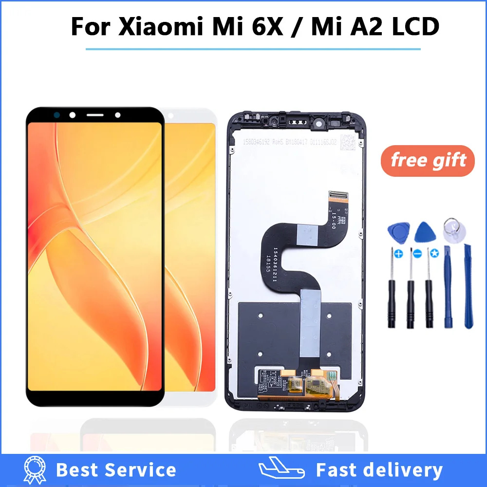 ЖК-дисплей AAA качества с рамкой для XiaoMi Mi A2 MIA2 сенсорным экраном замена Xiaomi 6X