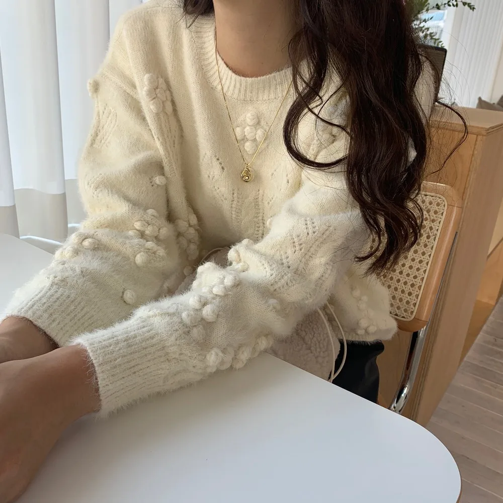 GRUIICEEN осень зима модный свитер с круглым вырезом Женский вязаный пуловер