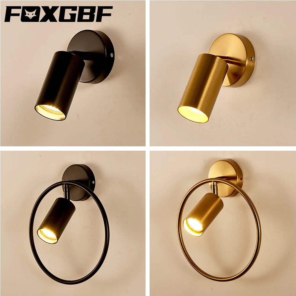 FOXGBF Точечный светильник AC 220V настенный без источника черный золотой отель