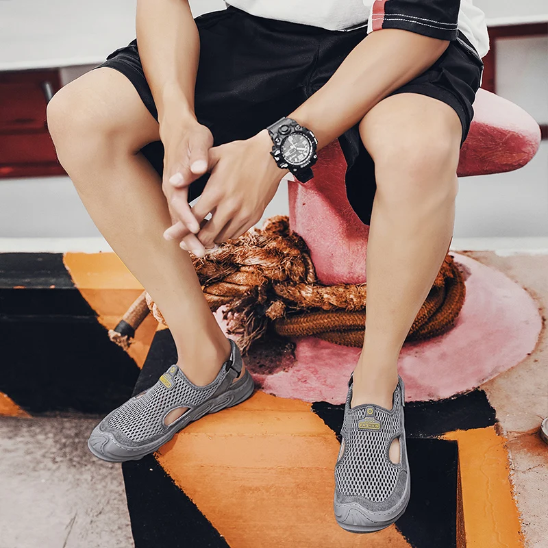 

Zapatos Transpirables Hombre Breathable Mesh Shoes Casual Beach Slippers Men Sneakers Slip On Fashion Couple Wear Men's