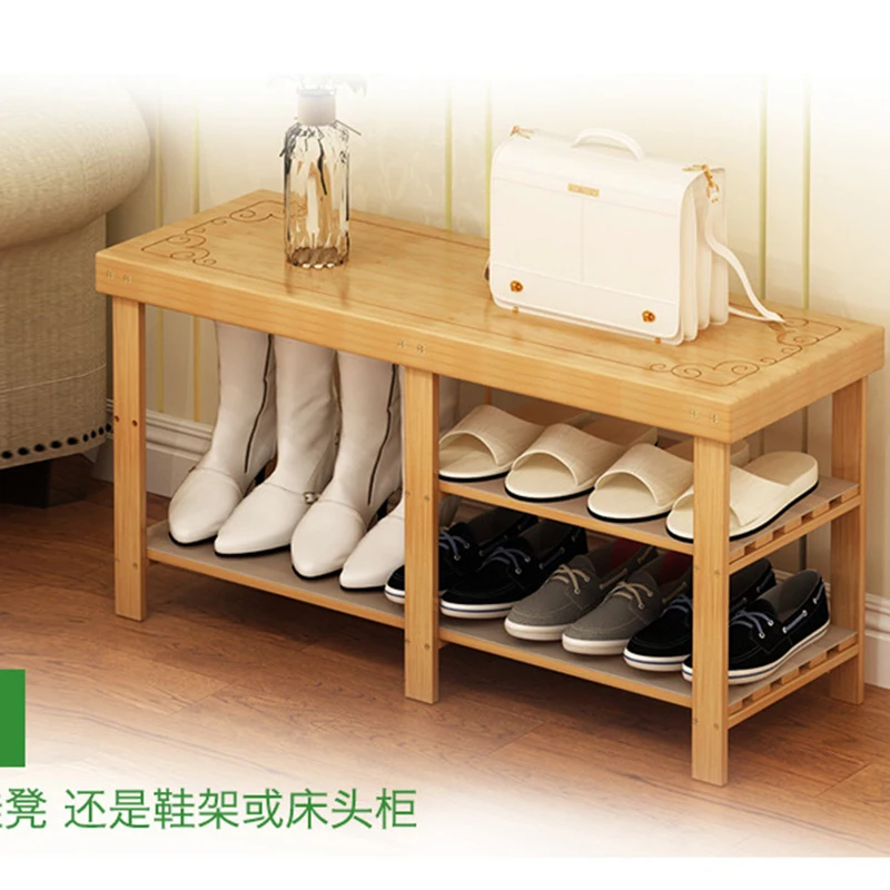 Shoe rack household solid wood economical simple shoe cabinet door multi-layer dustproof stool and modern | Мебель